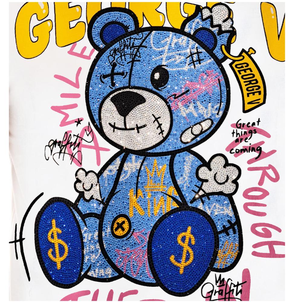 GV-2710 Avenue George V Paris Rhinestone Bear T-Shirt 